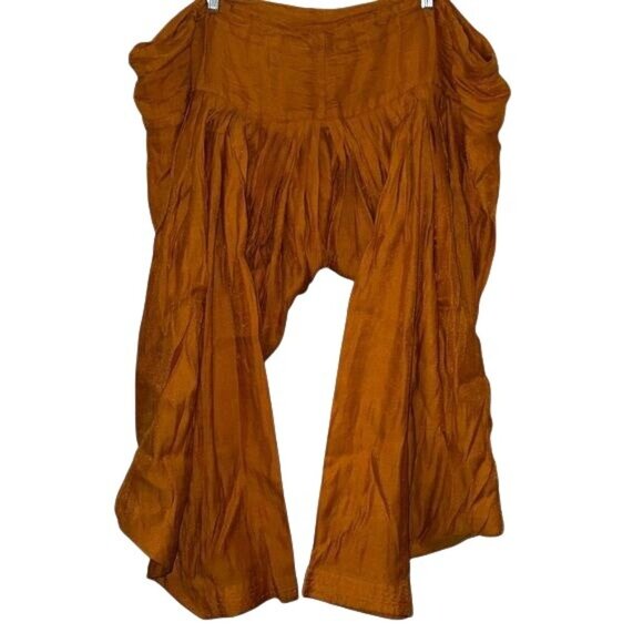 Harem Style Orange Boho Pants Shimmering Fabric Womens - Picture 4 of 7